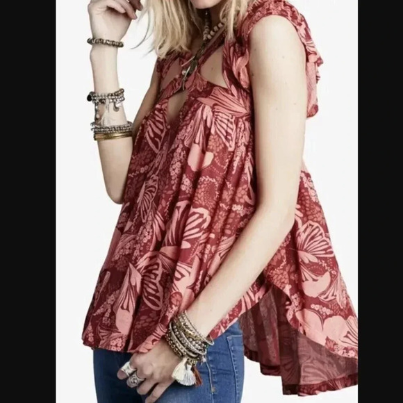 Free People Sugar Cane Crisscross Tank in Cherry Combo - Picture 2 of 6